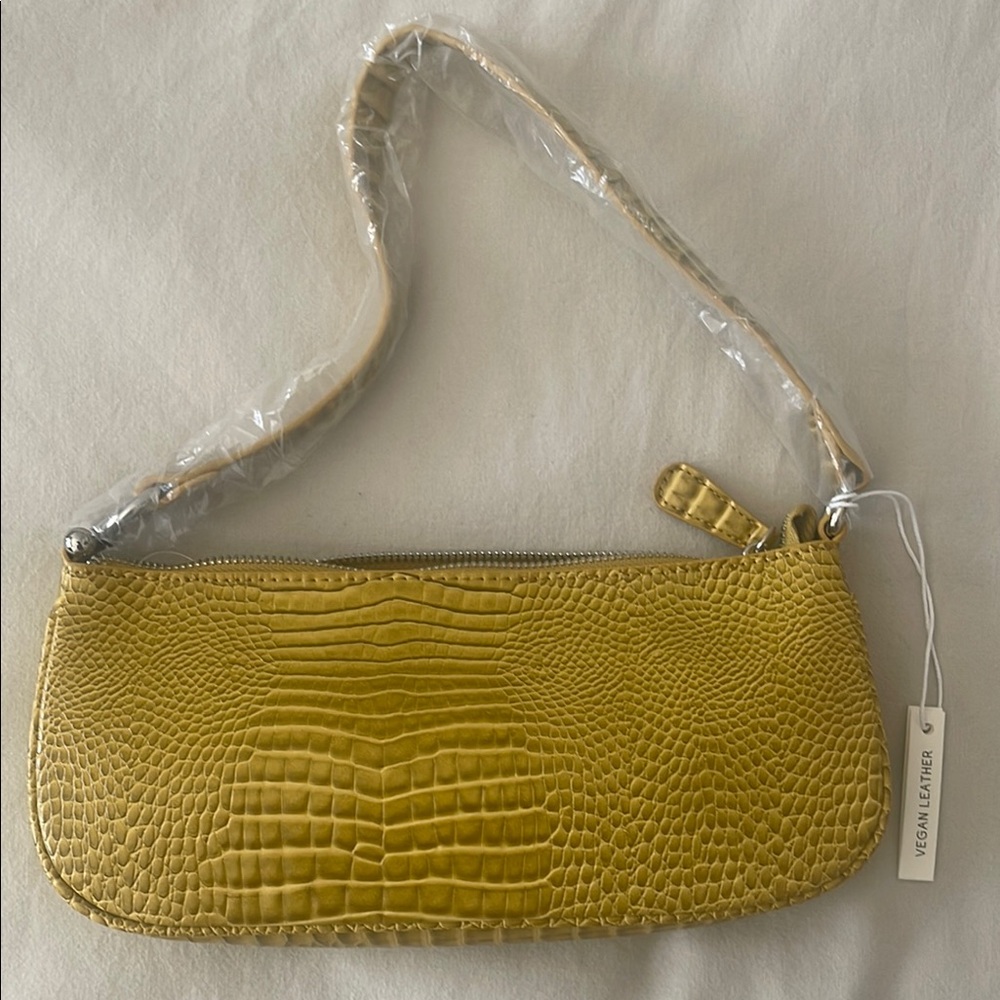 Urban Outfitters | Vegan Leather Yellow Croc-Embossed Shoulder Bag